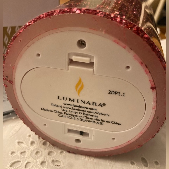 NWT LUMINARA Glitter Candle Pillar 5” tall RED ROSE PINK New in box Flameless! - Picture 4 of 8